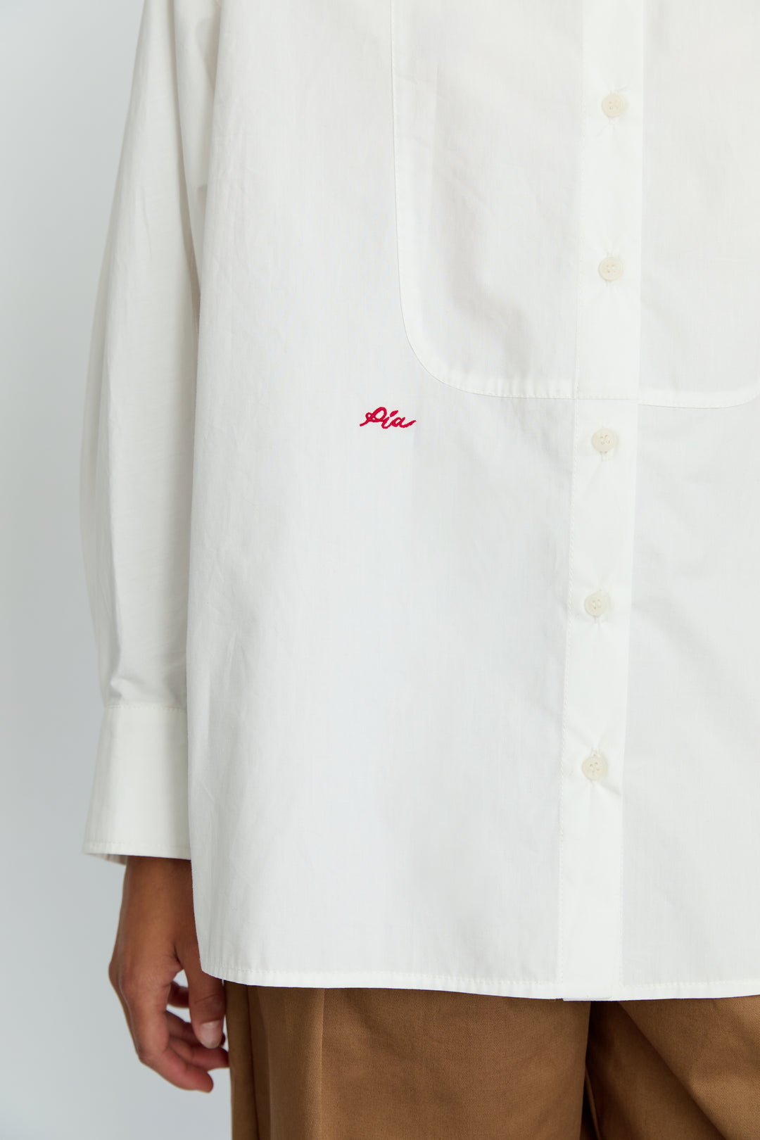 BIMBA - OVERSIZED COLLAR DETAIL EMBROIDERED SHIRT - WHITE