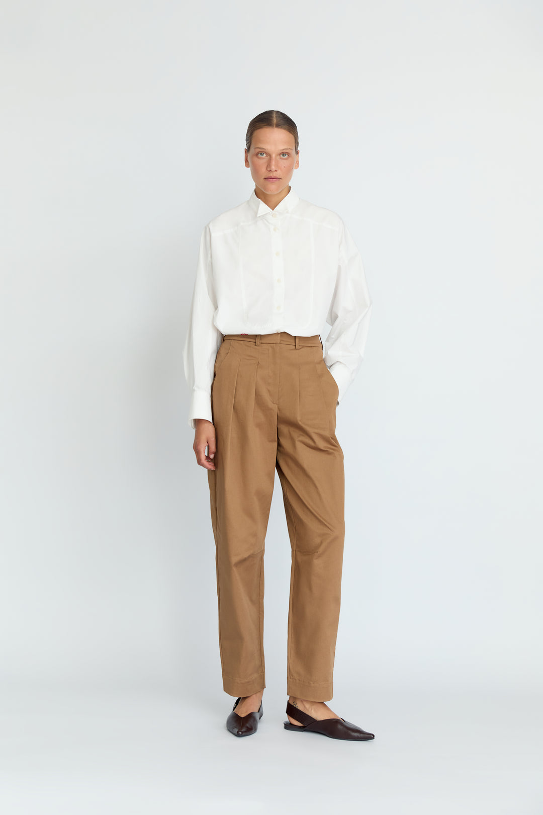 BIMBA - OVERSIZED COLLAR DETAIL EMBROIDERED SHIRT - WHITE
