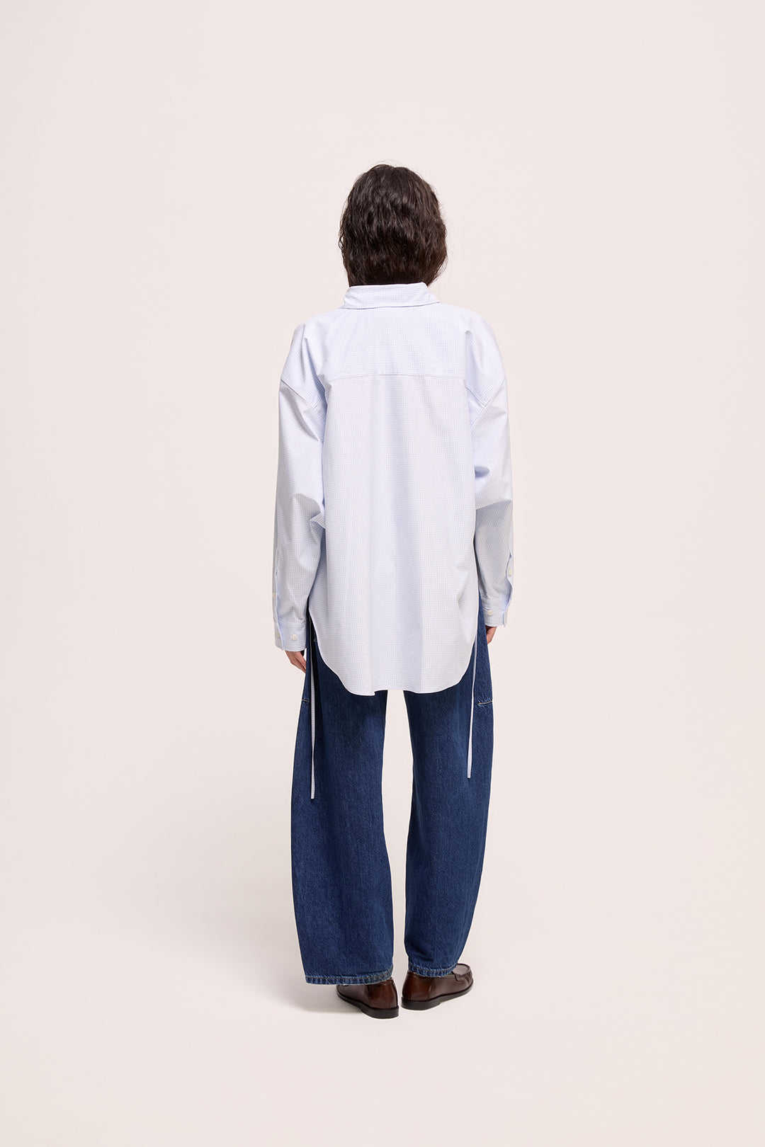VERONA - CEPLİ MAVİ BEYAZ KARELİ UZUN KOLLU GÖMLEK