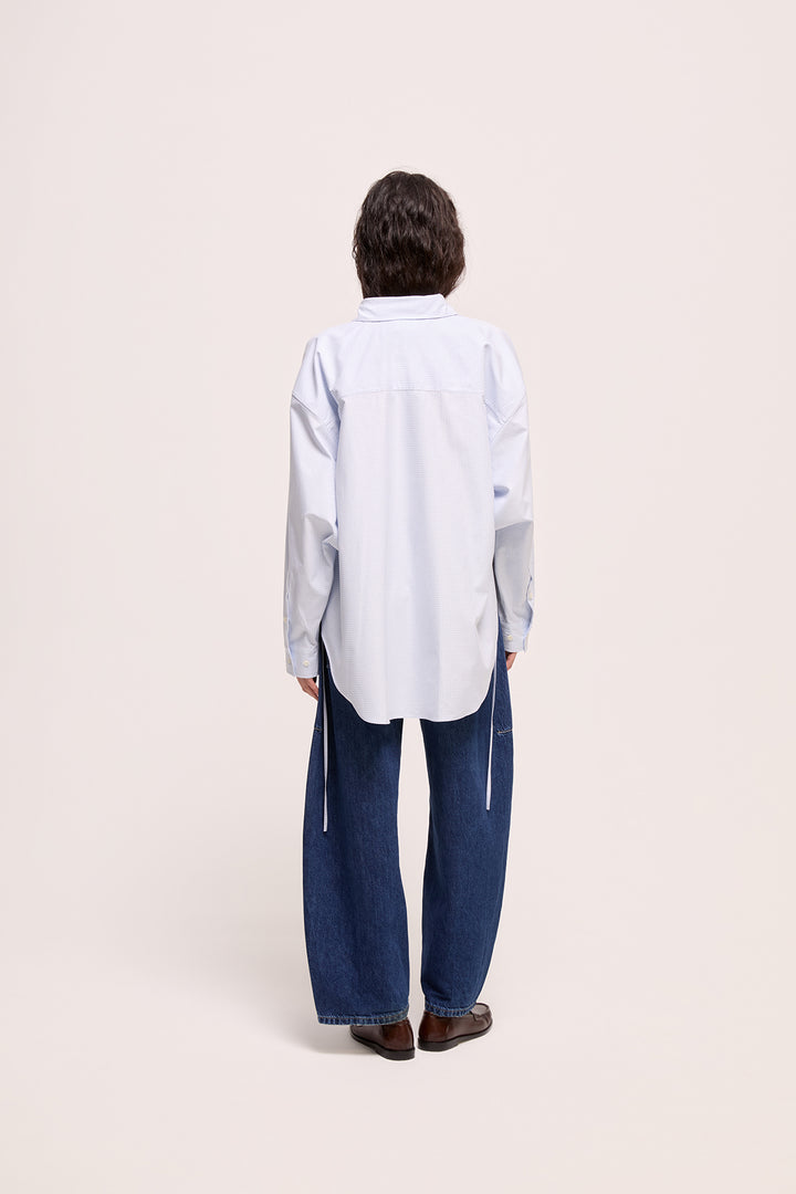 VERONA - CEPLİ MAVİ BEYAZ KARELİ UZUN KOLLU GÖMLEK