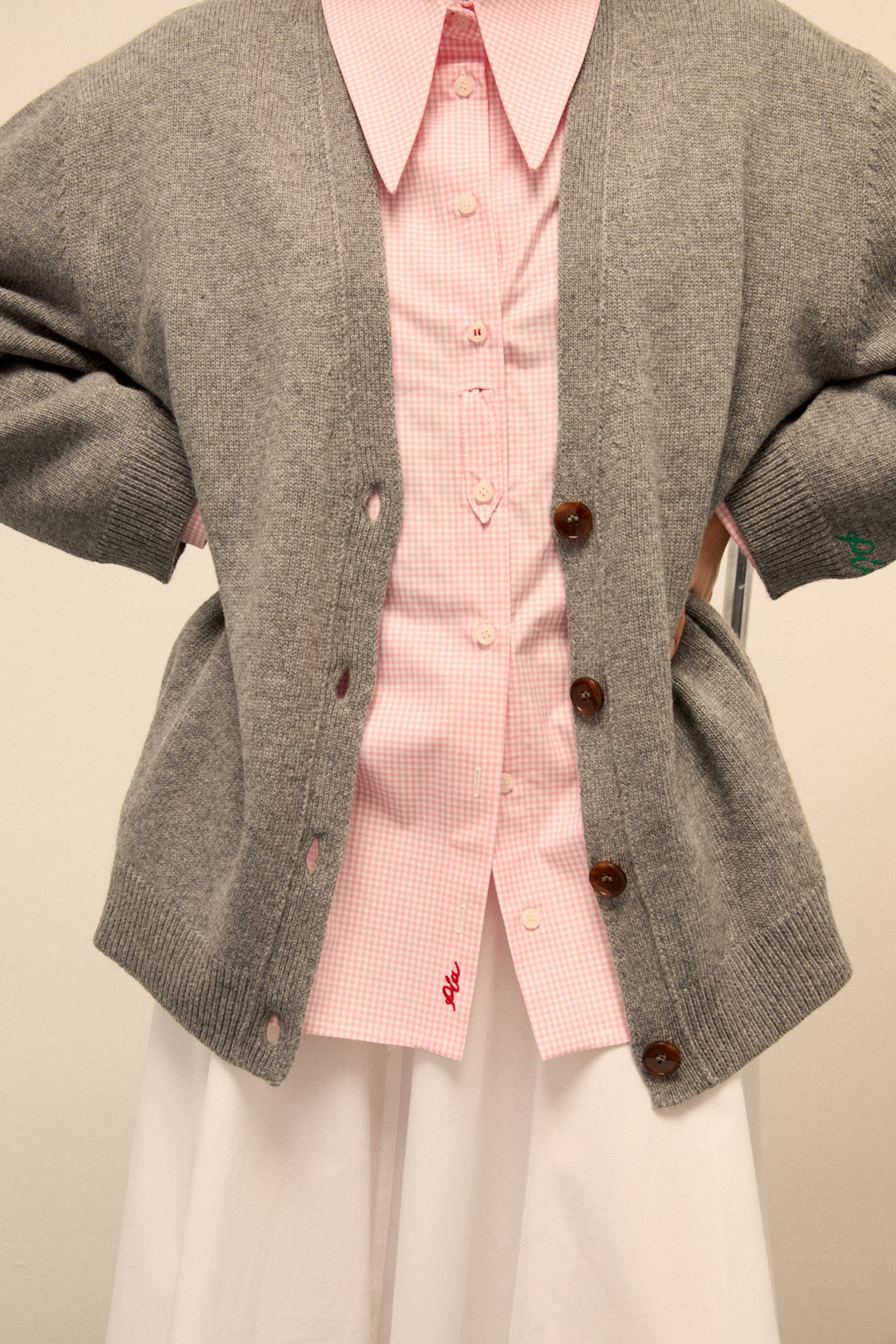 DORA - CASHMERE BLENDED CARDIGAN - GREY MELANGE