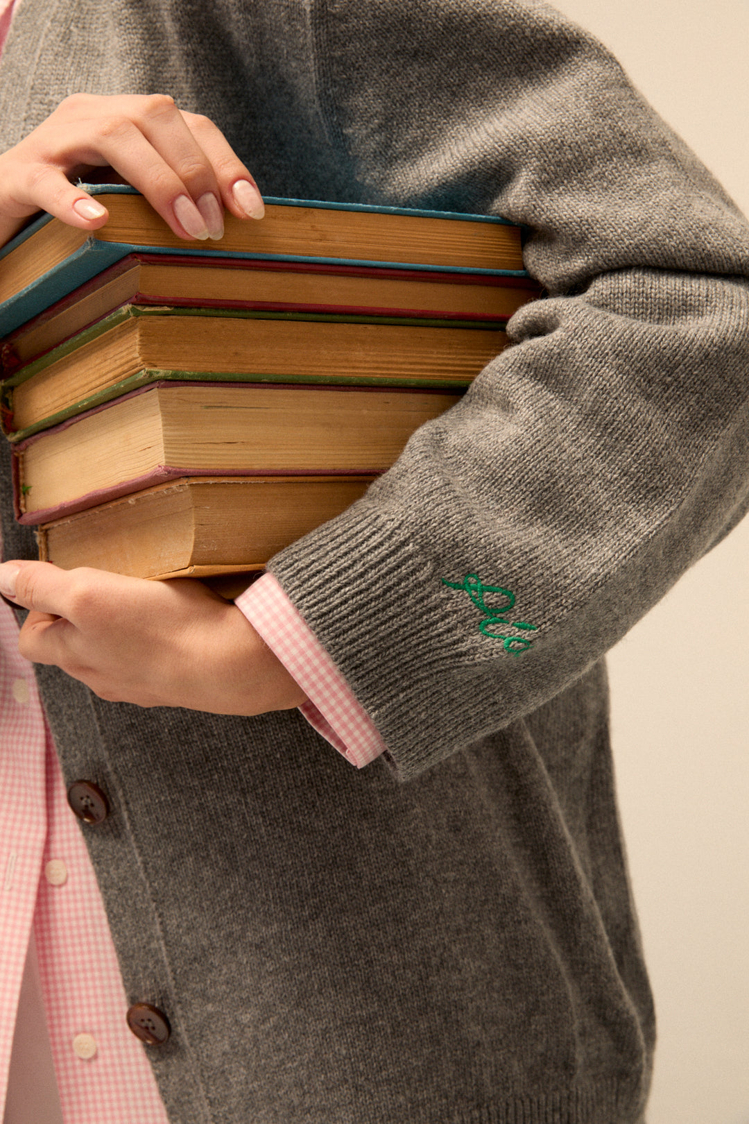 DORA - CASHMERE BLENDED CARDIGAN - GREY MELANGE