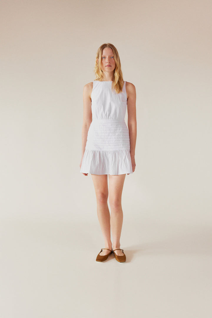 MAYA - Sırtı Açık Beyaz Mini Elbise