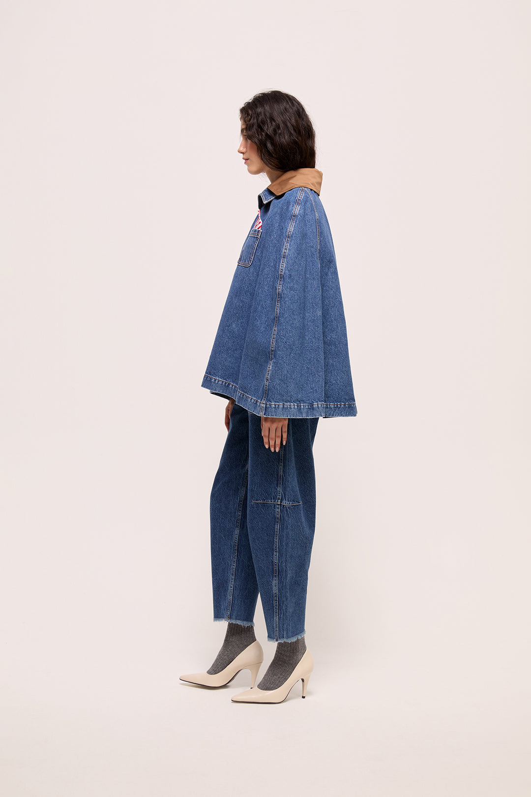 ANDRES - DENIM PONCHO WITH COLLOR PIA BRAND ANDRES - DENIM PONCHO WITH COLLOR PIA BRAND