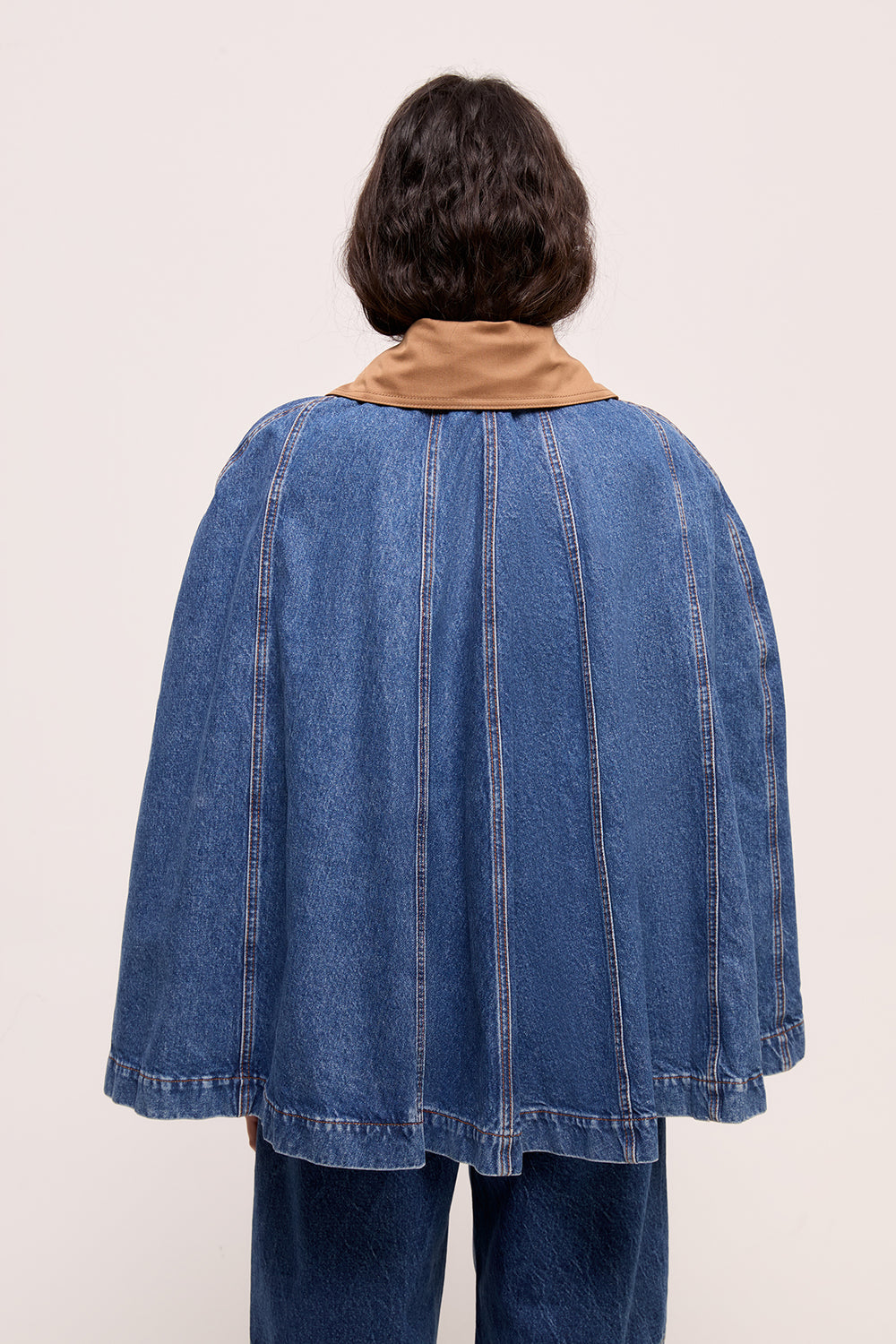 ANDRES - DENIM PONCHO WITH COLLOR PIA BRAND ANDRES - DENIM PONCHO WITH COLLOR PIA BRAND