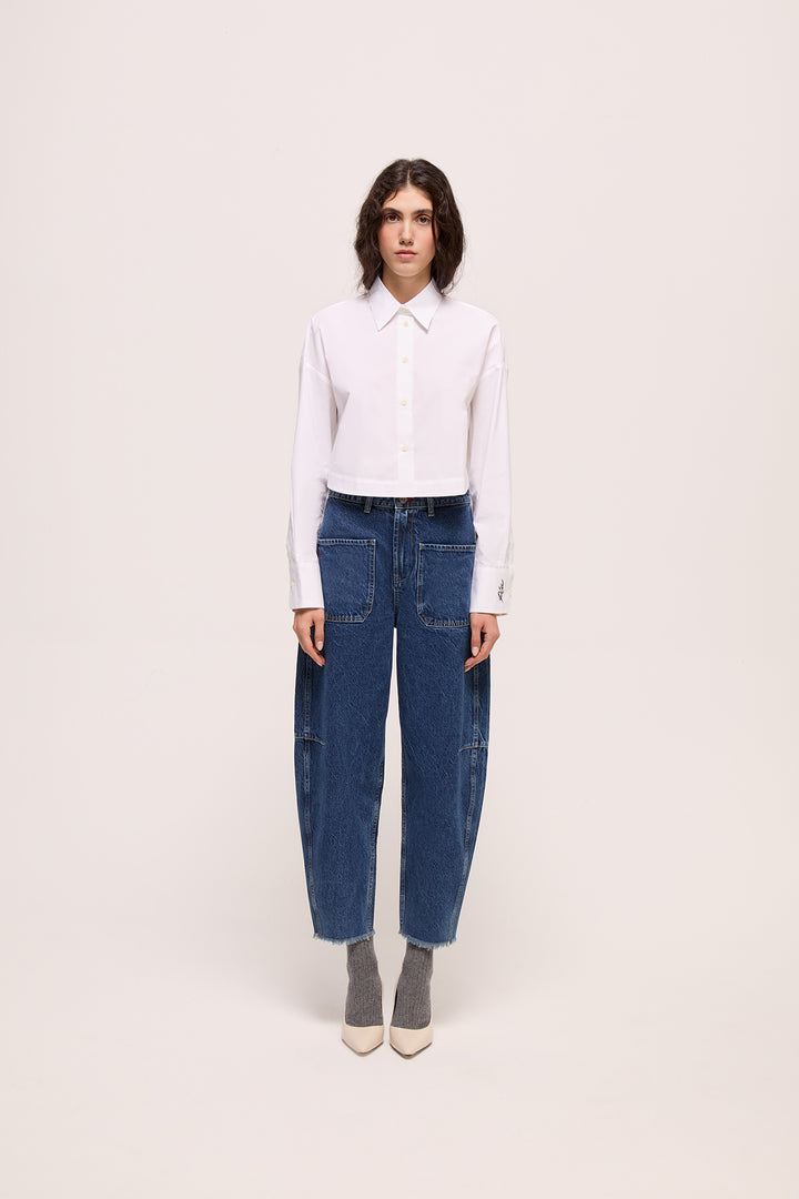 COCO - MAVİ YIKAMALI KAVİSLİ KOT PANTOLON