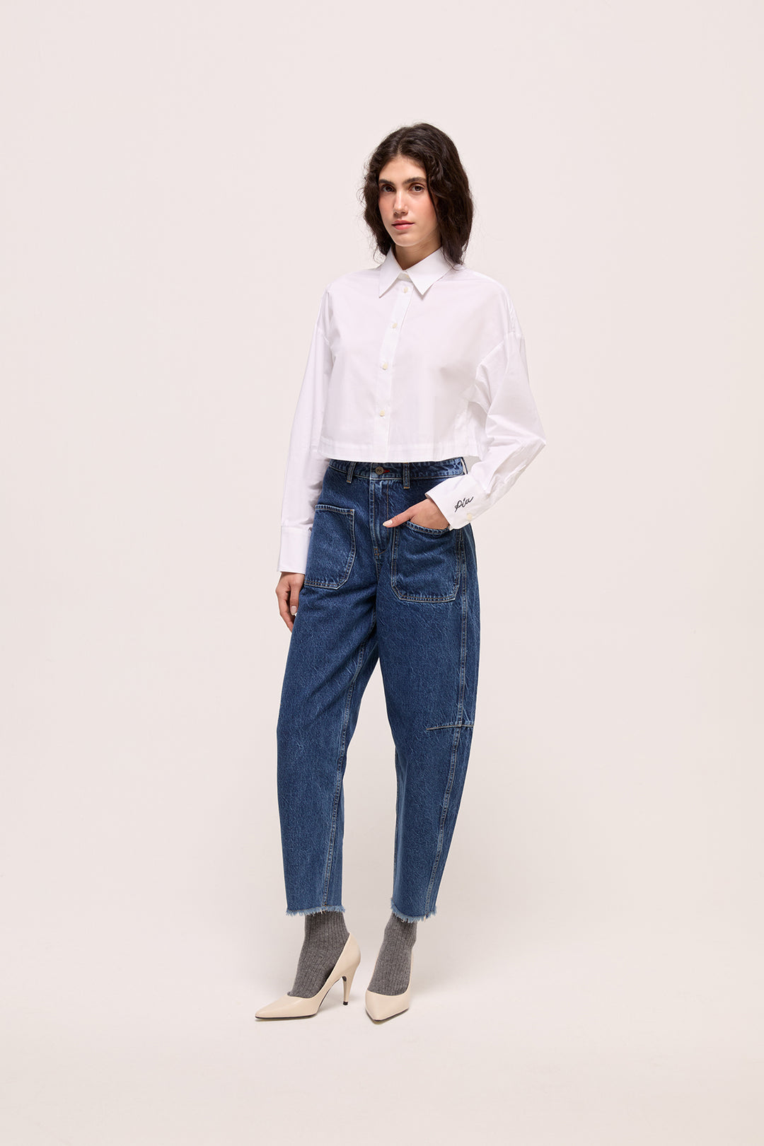 COCO - MAVİ YIKAMALI KAVİSLİ KOT PANTOLON