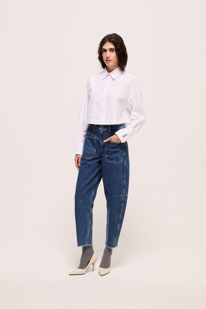 COCO - MAVİ YIKAMALI KAVİSLİ KOT PANTOLON