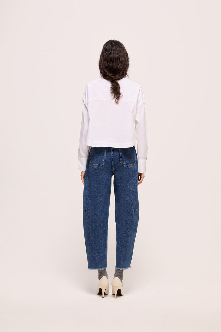 COCO - MAVİ YIKAMALI KAVİSLİ KOT PANTOLON