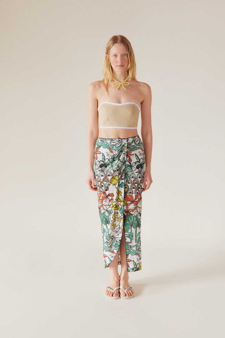Lara - Floral Printed Ankle Length Wrap Skirt