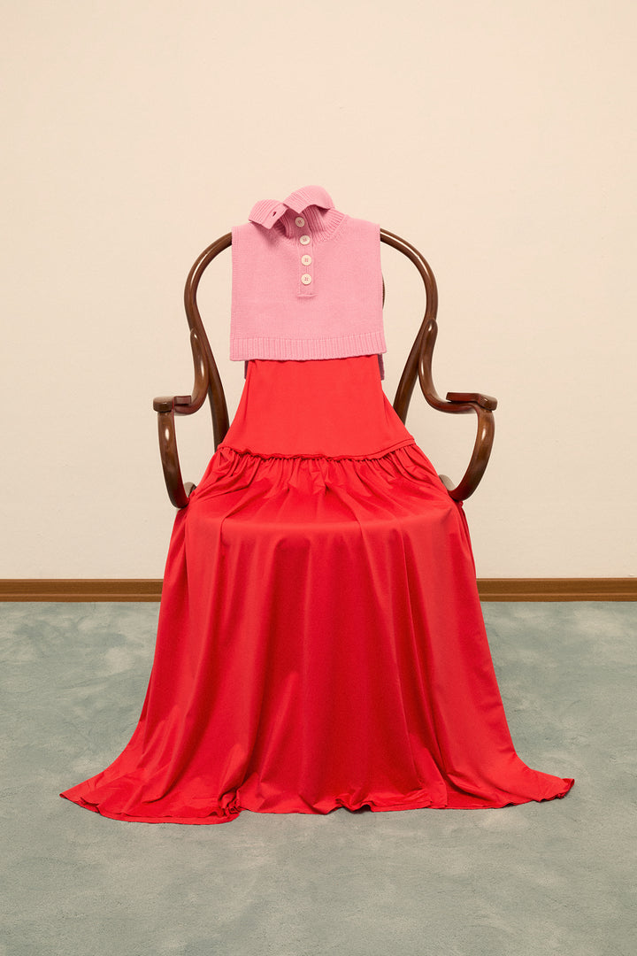 LOLA - ASİMETRİK SIRT DETAYLI ELBİSE - KIRMIZI