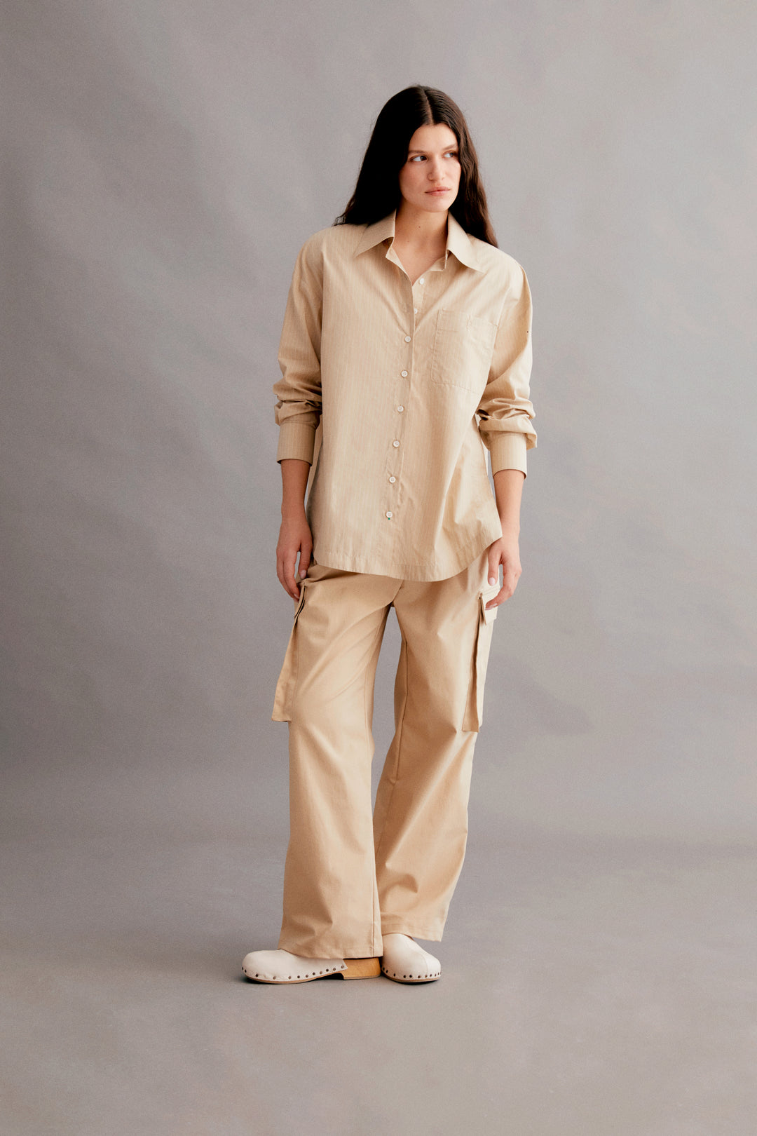 Sally Striped Poplin Shirt Beige – PIA BRAND