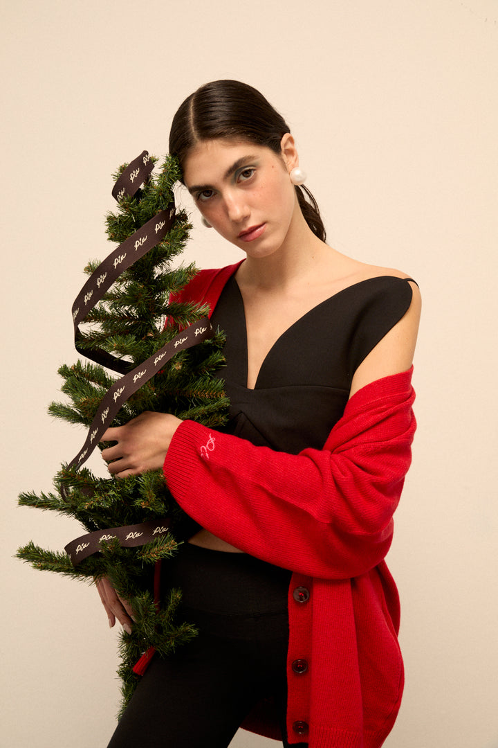 DORA - CASHMERE BLENDED CARDIGAN - RED