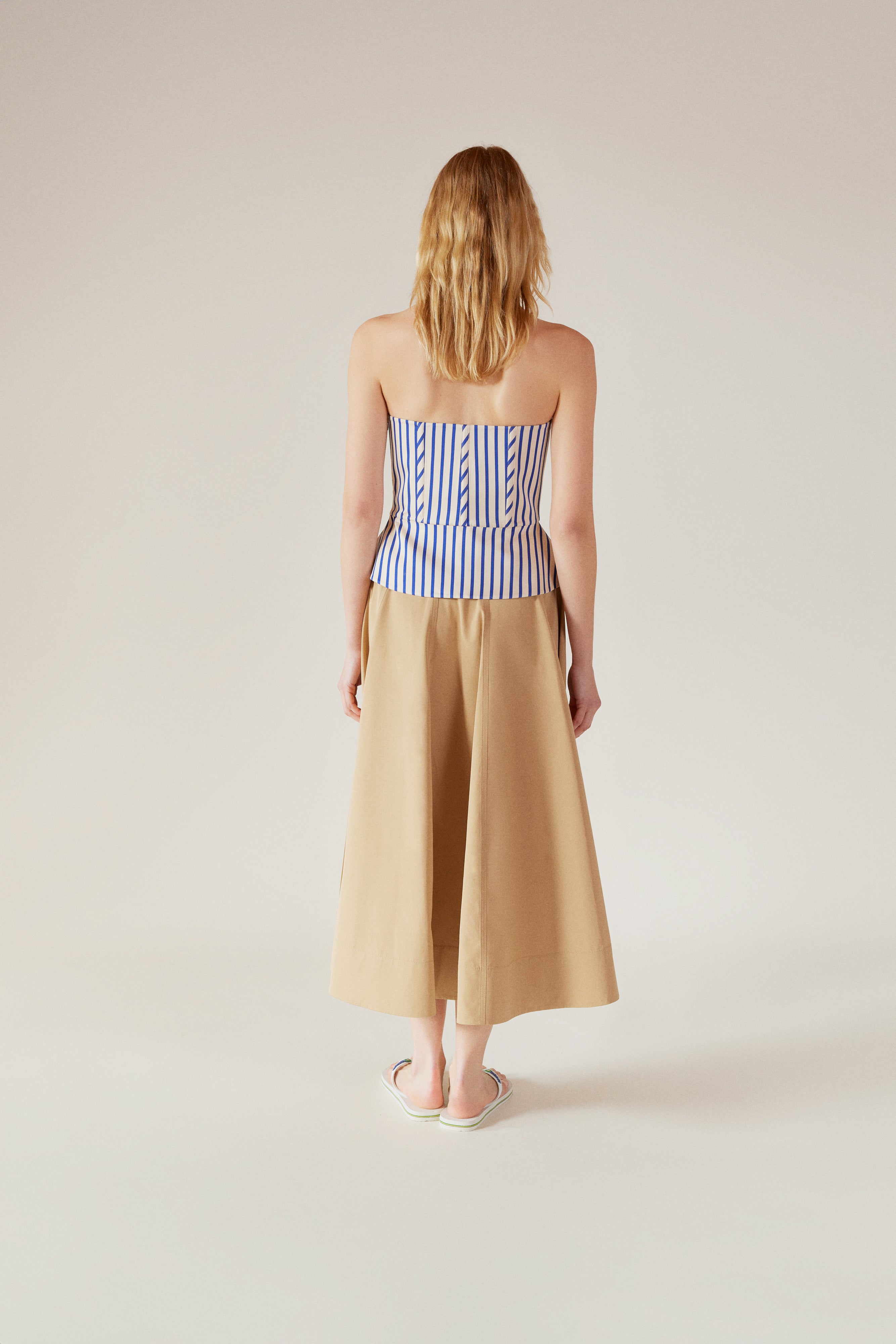 SICILY - Pleated Cotton-Poplin Midi Skirt - Dark Beige – PIA