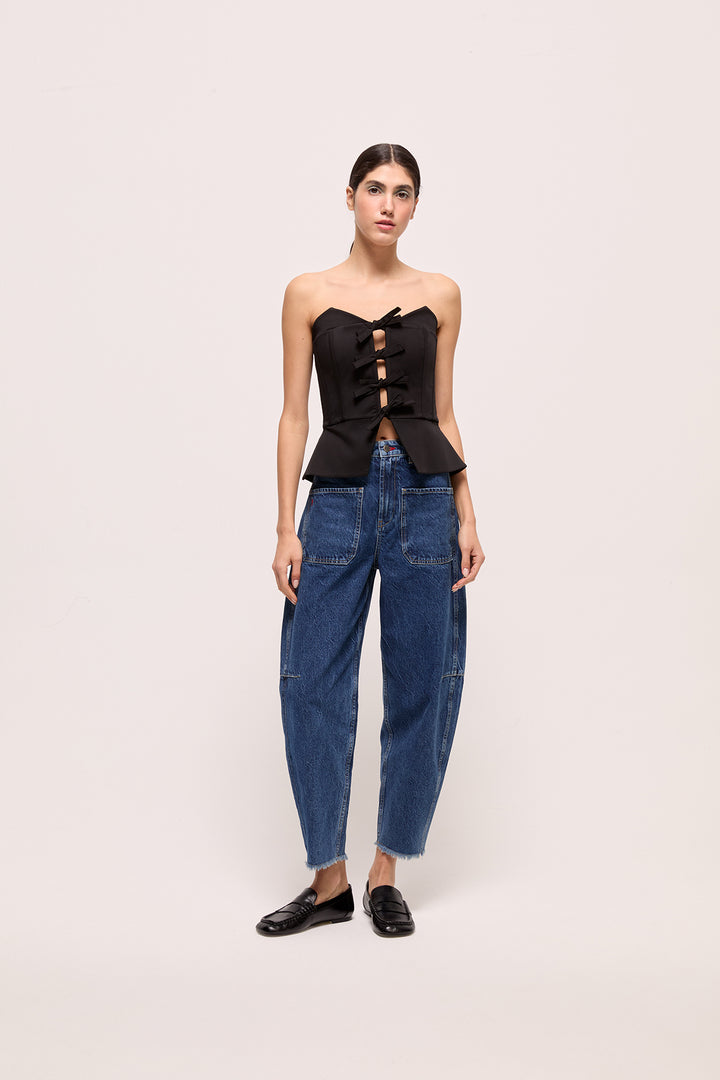 VERA - ÖNDEN BAĞLAMALI STRAPLEZ BÜSTİYER - SİYAH