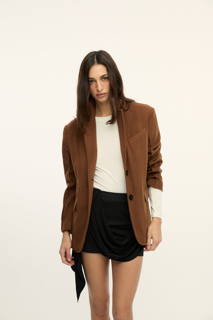 MAFALDA - OVERSIZED BELTED WOOL JACKET - CINNAMON