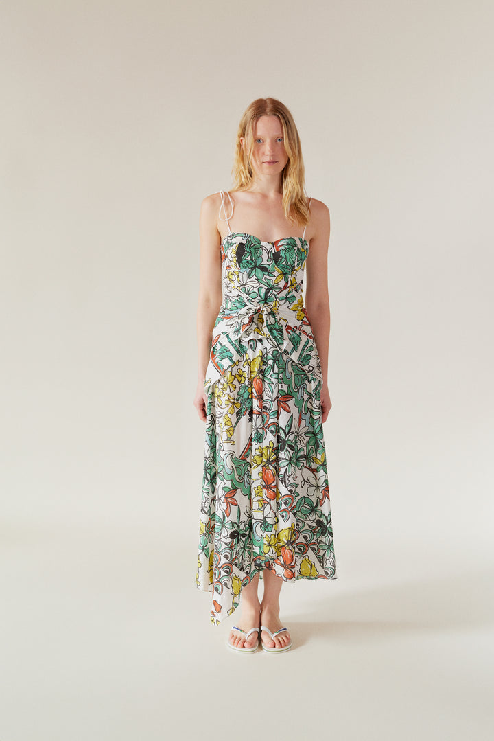 LEYA - Tropic Baskılı Büstiyer Maxi Elbise