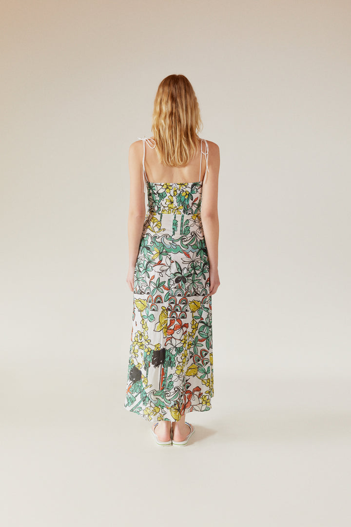 LEYA - Tropic Baskılı Büstiyer Maxi Elbise