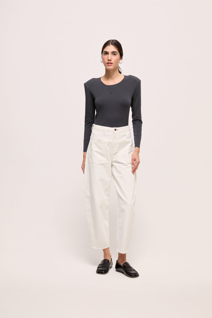 COCO - BEYAZ YIKAMALI KAVİSLİ KOT PANTOLON