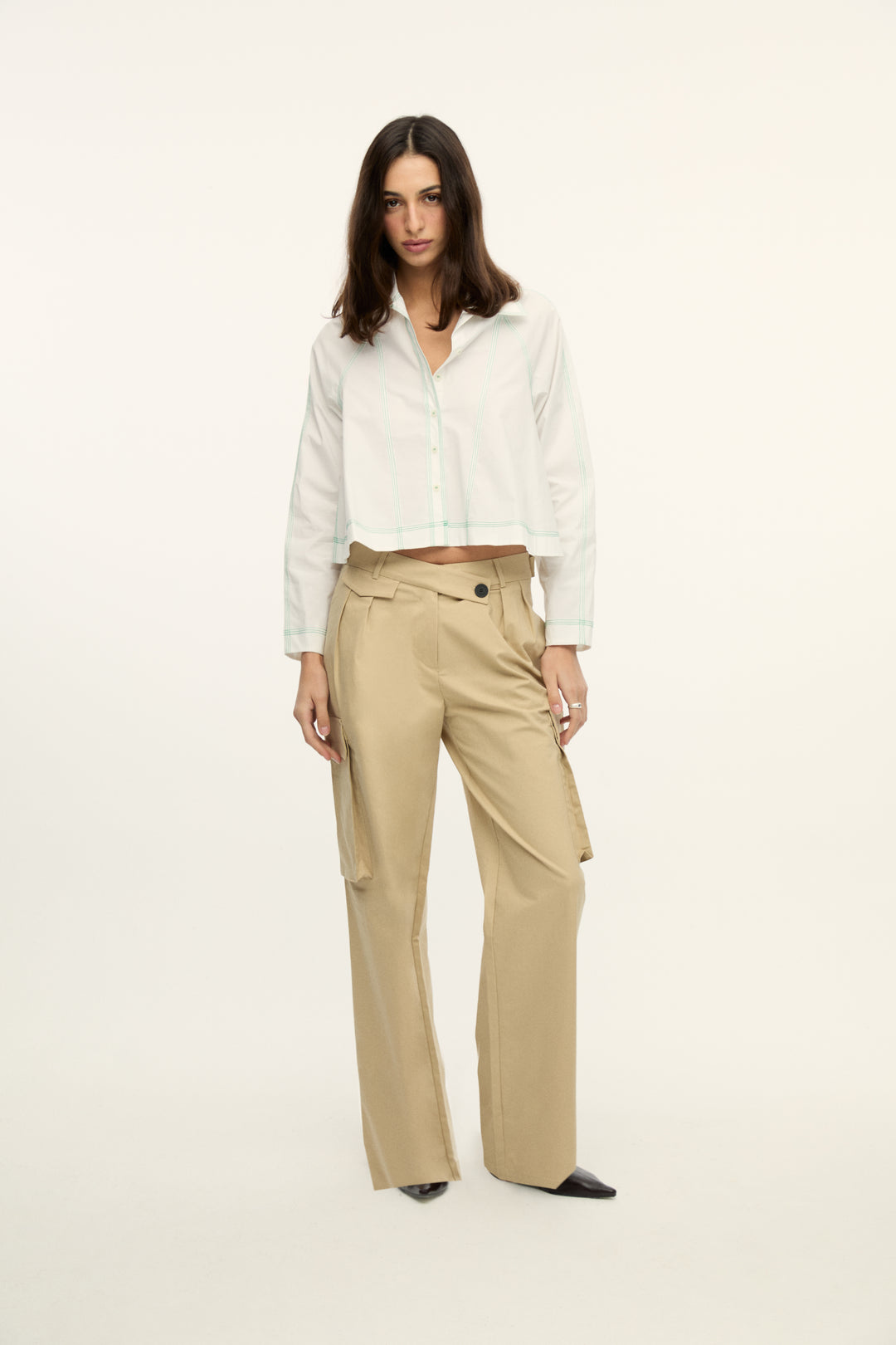 PIG PEN - WIDE LEG CARGO PANTS WITH PLEATES - BEIGE PIA BRAND PIG PEN - WIDE LEG CARGO PANTS WITH PLEATES - BEIGE PIA BRAND