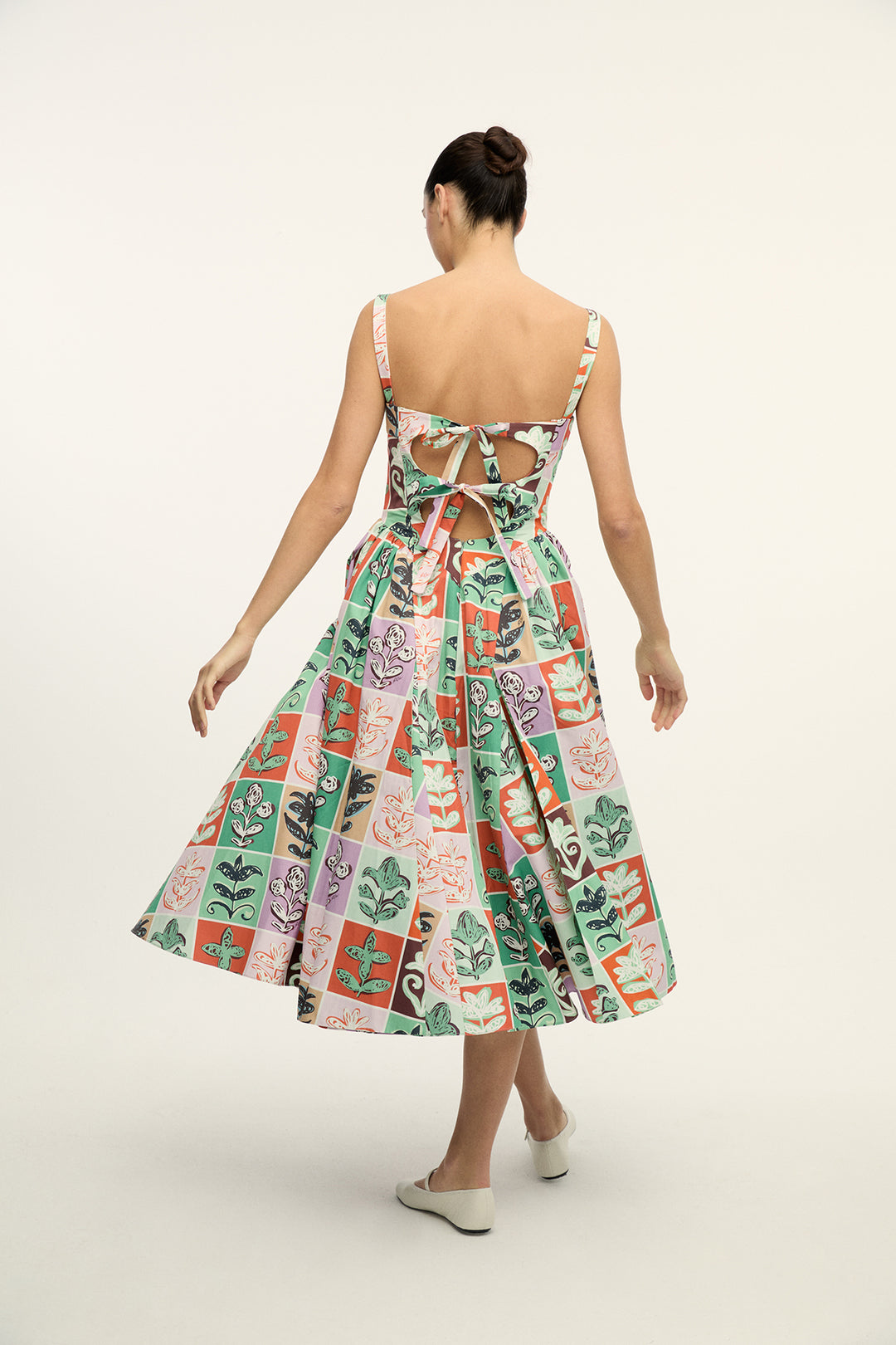TETE PUZZLE - COLORFUL LONG LENGTH DRESS WITH FLOWING SKIRT - MIX PATTERN