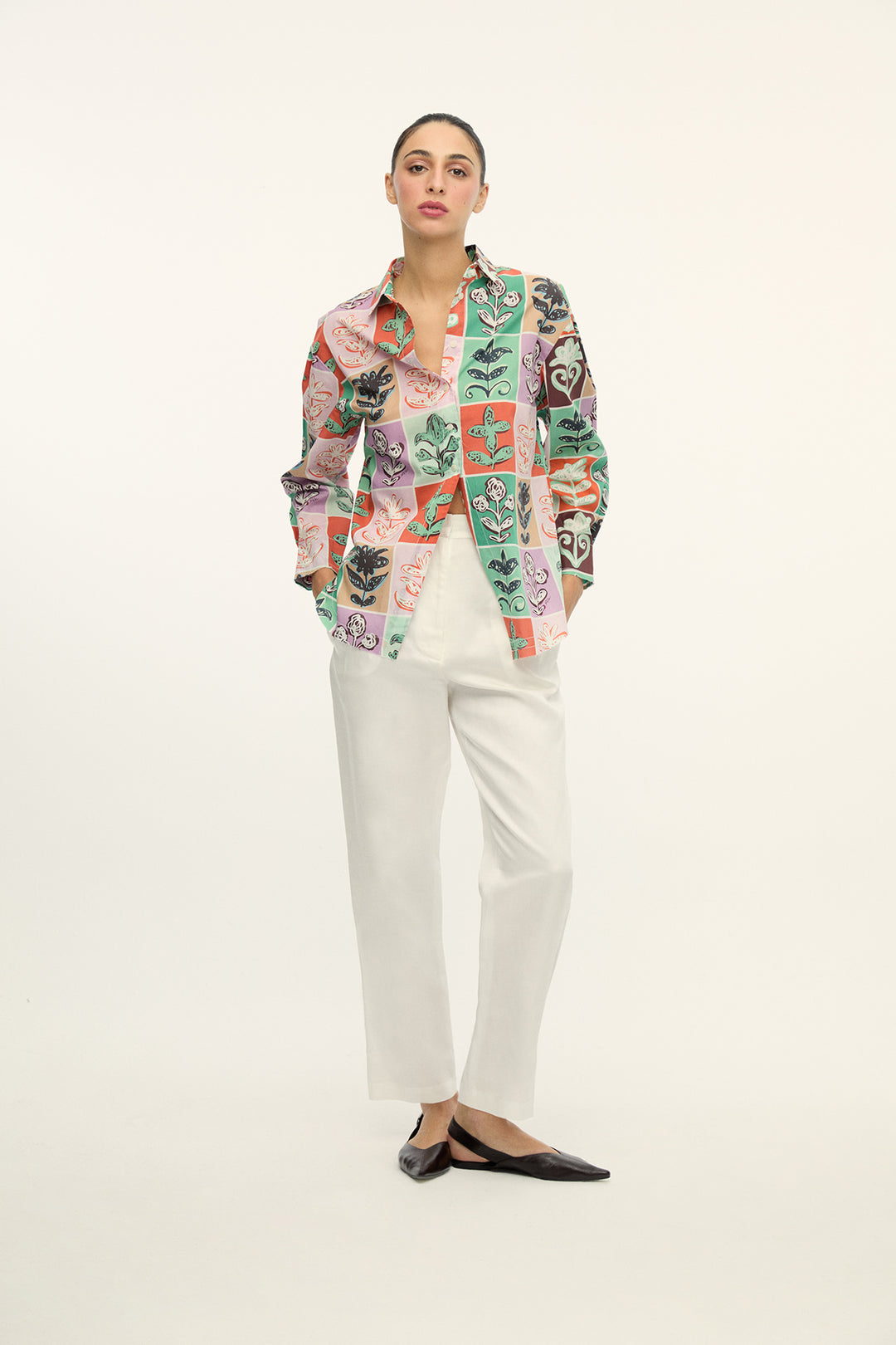 ALFONSO - HIGH WAISTED CIGARETTE LEG PANTS - OFF WHITE