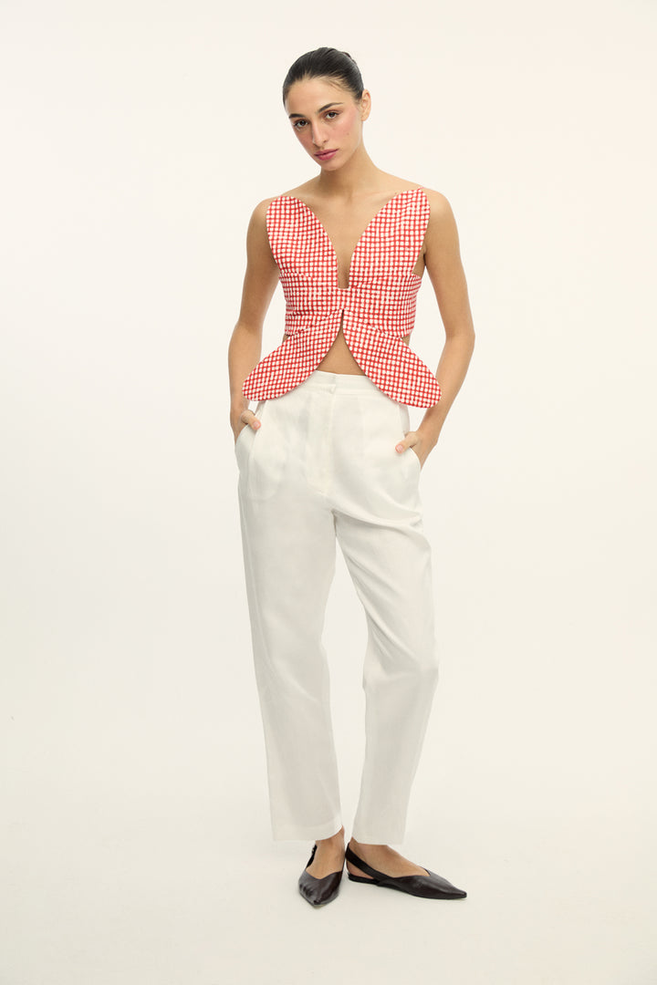 ALFONSO - HIGH WAISTED CIGARETTE LEG PANTS - OFF WHITE