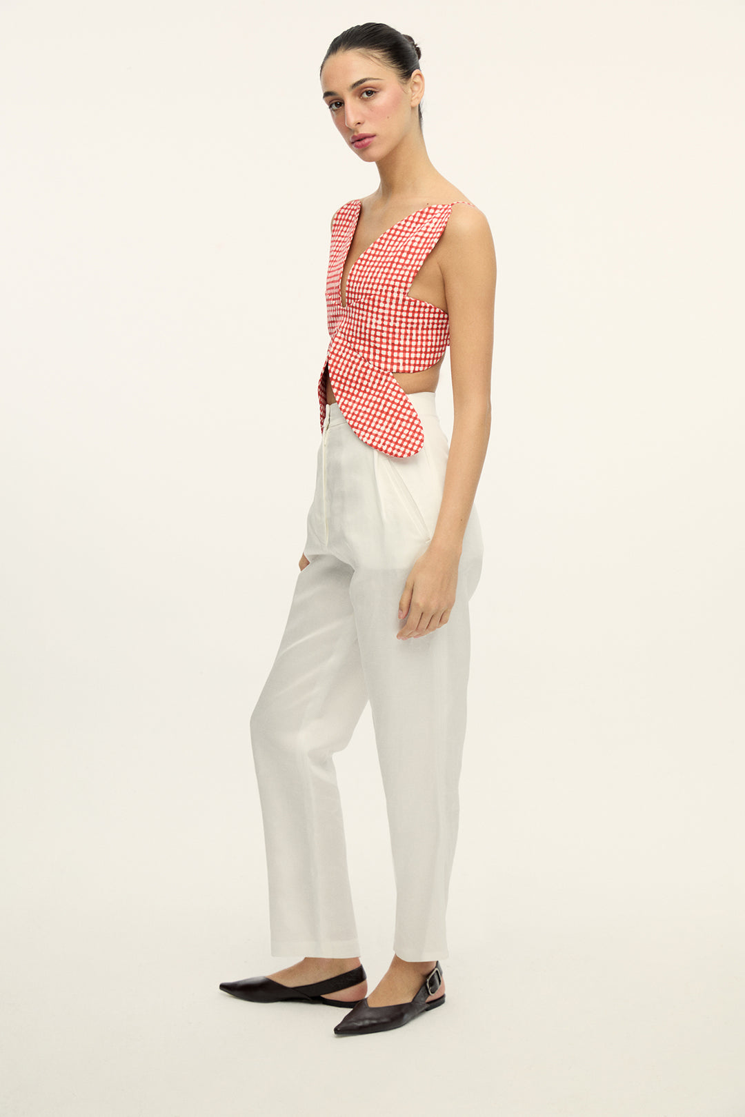 ALFONSO - HIGH WAISTED CIGARETTE LEG PANTS - OFF WHITE