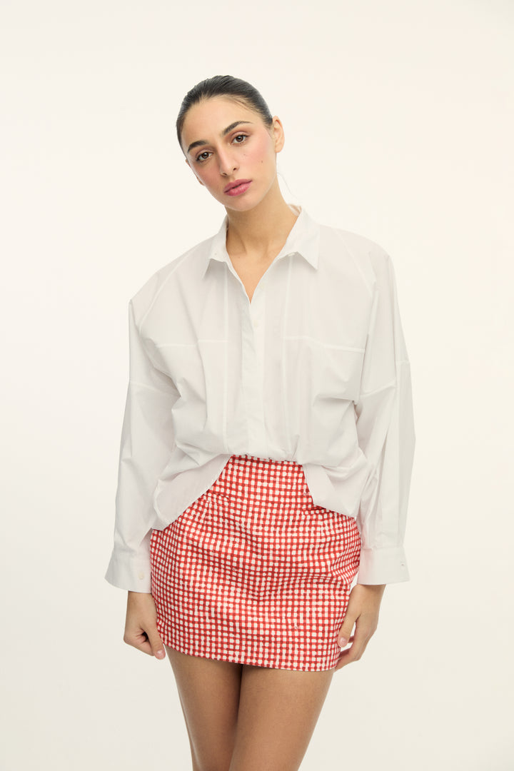 ALYCE - MINI SKIRT WITH WELT POCKET - RED PLAID