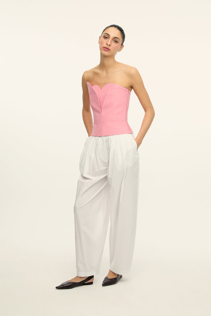 JONATHAN - Pleated Wide Leg Pants - White