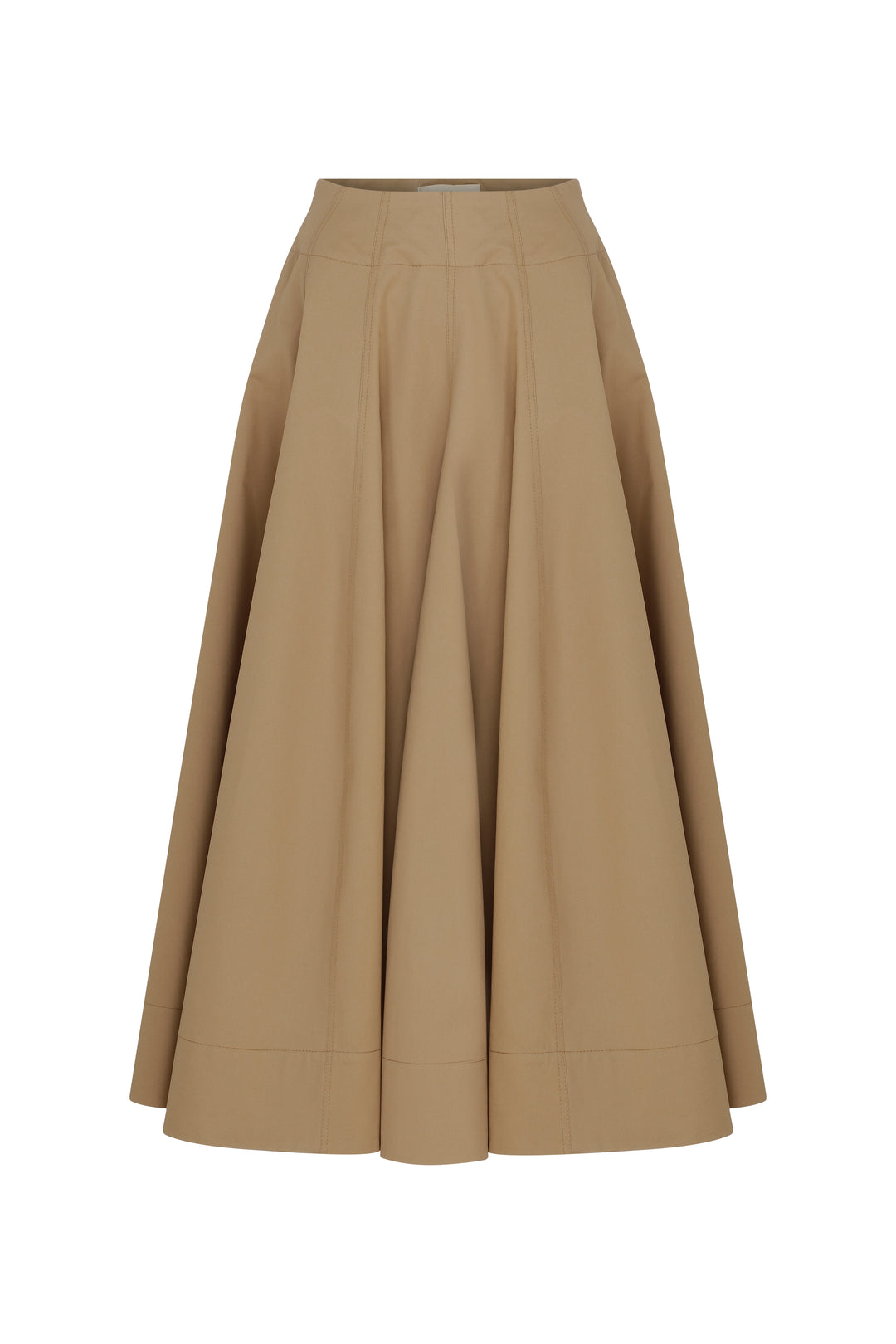 SICILY - Pleated Cotton-Poplin Midi Skirt Dark Beige