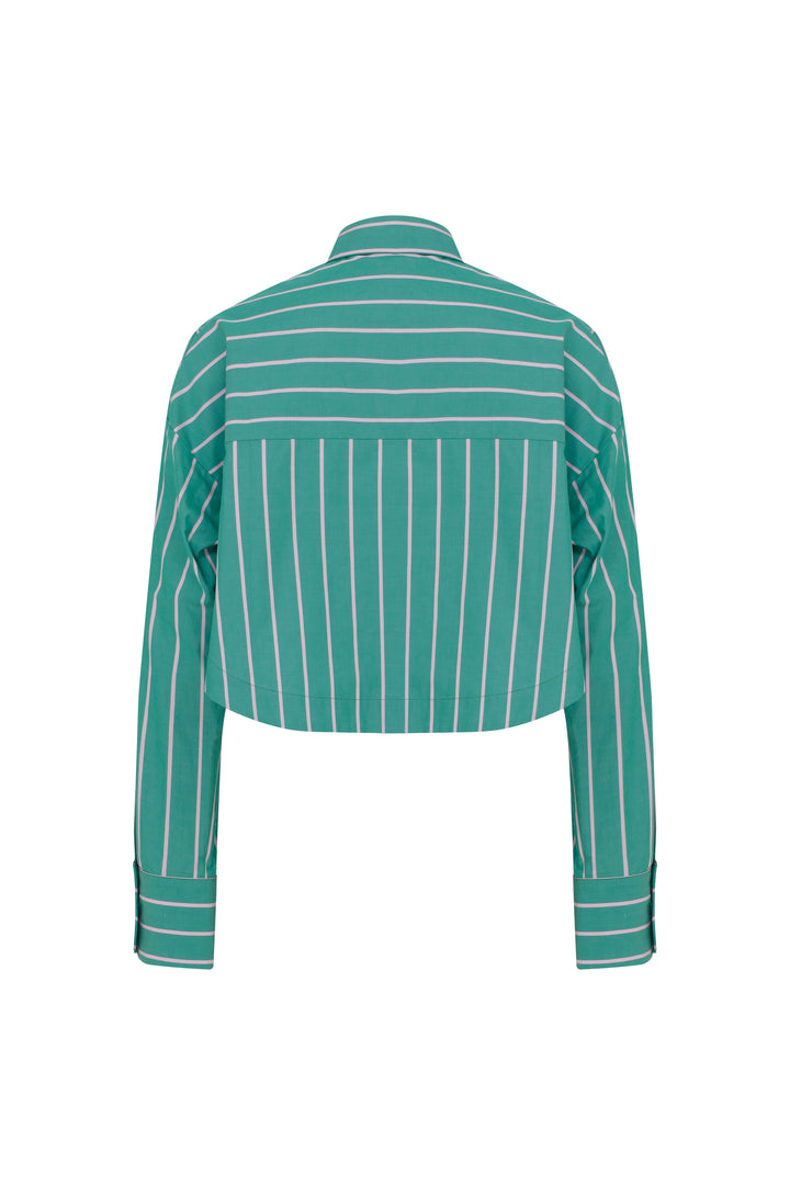 Mercury - Stripes Cotton-Poplin Cropped Shirt