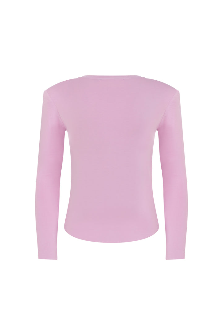 Jupiter - Pink Long Sleeve T-Shirt With Shoulder Pads