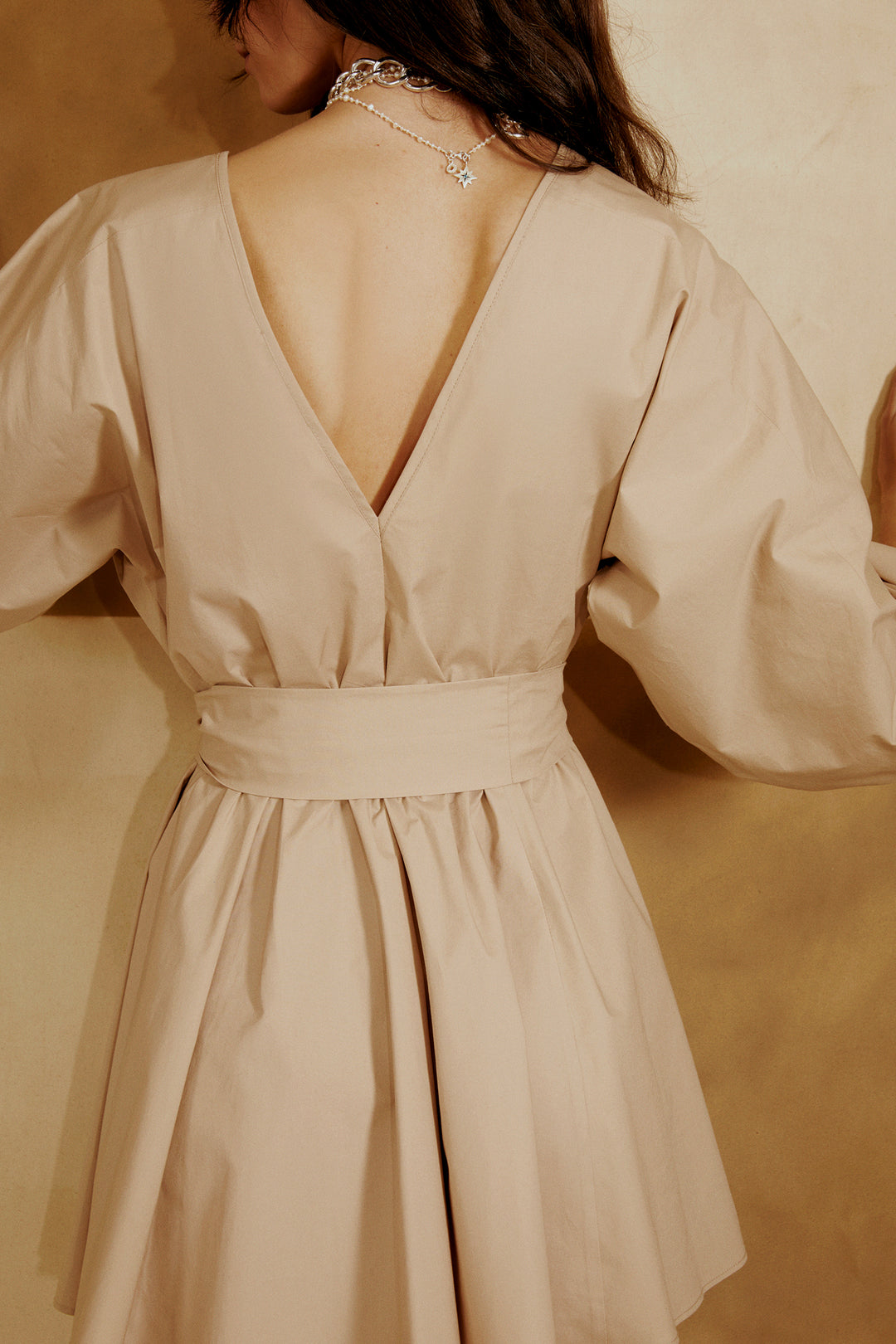 Ria - Elasticated Cuff Long Sleeve Flattering Dress