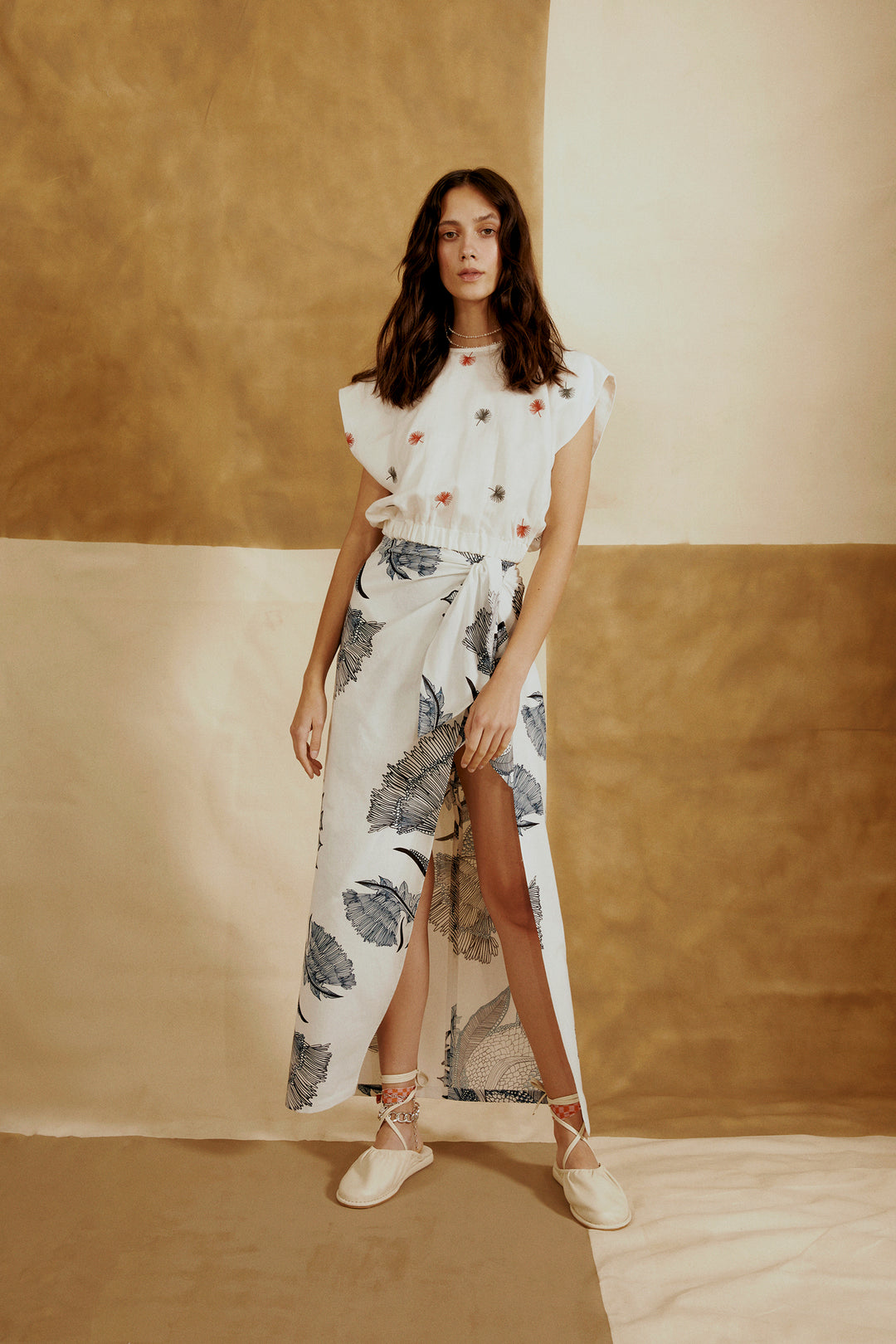 Siena - Printed Tie Front Midi Wrap Skirt