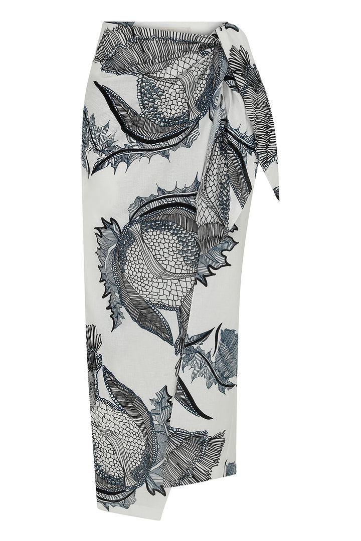 Siena - Printed Tie Front Midi Wrap Skirt