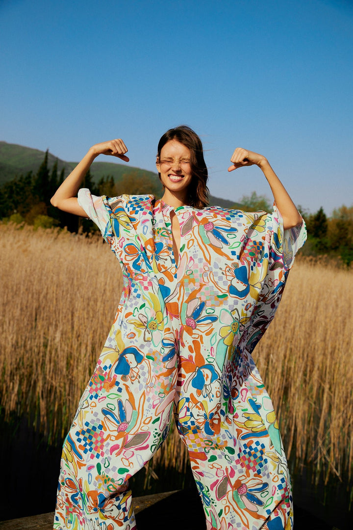 Destin - 'Crazy Fish' Printed Relaxed Fit Jumpsuit