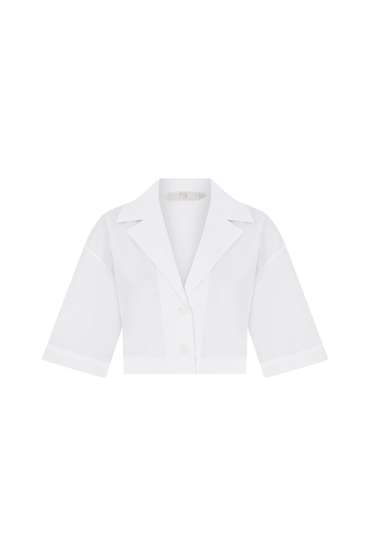 Maya - 'Sophisti' White Short Sleeve Crop Shirt