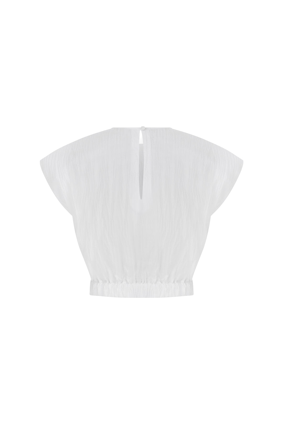 Tia - Round Neck White Crop Top