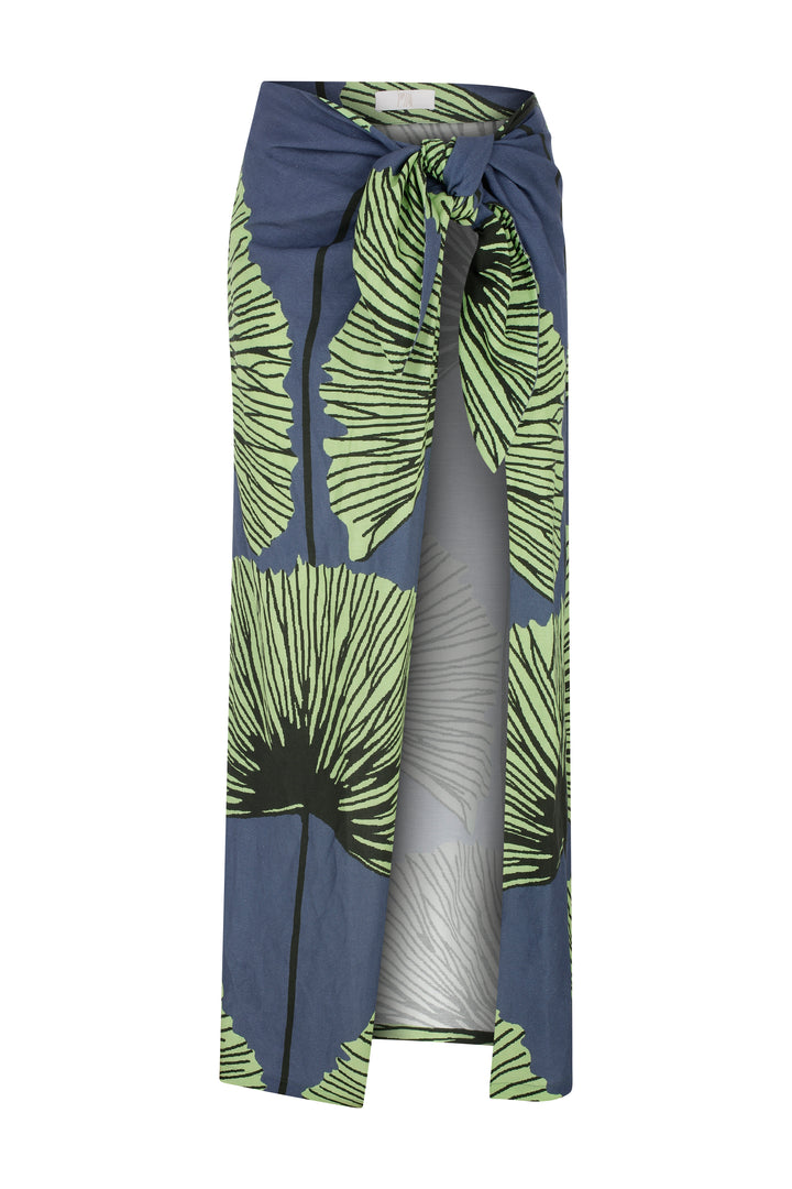 Dü Wrap - Effect Tropic Printed Midi Skirt