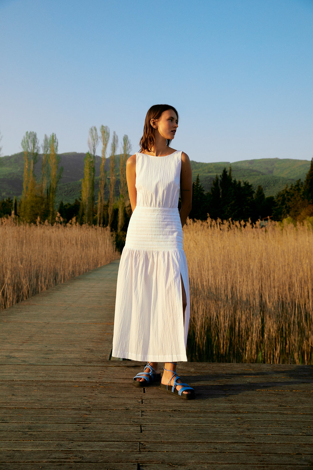 BRUNA - Open Back Midi Dress - WHITE PIA BRAND BRUNA - Open Back Midi Dress - WHITE PIA BRAND