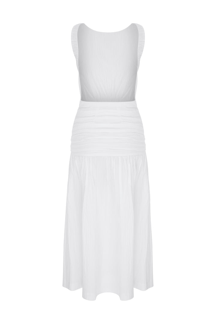 BRUNA - Open Back Midi White Dress