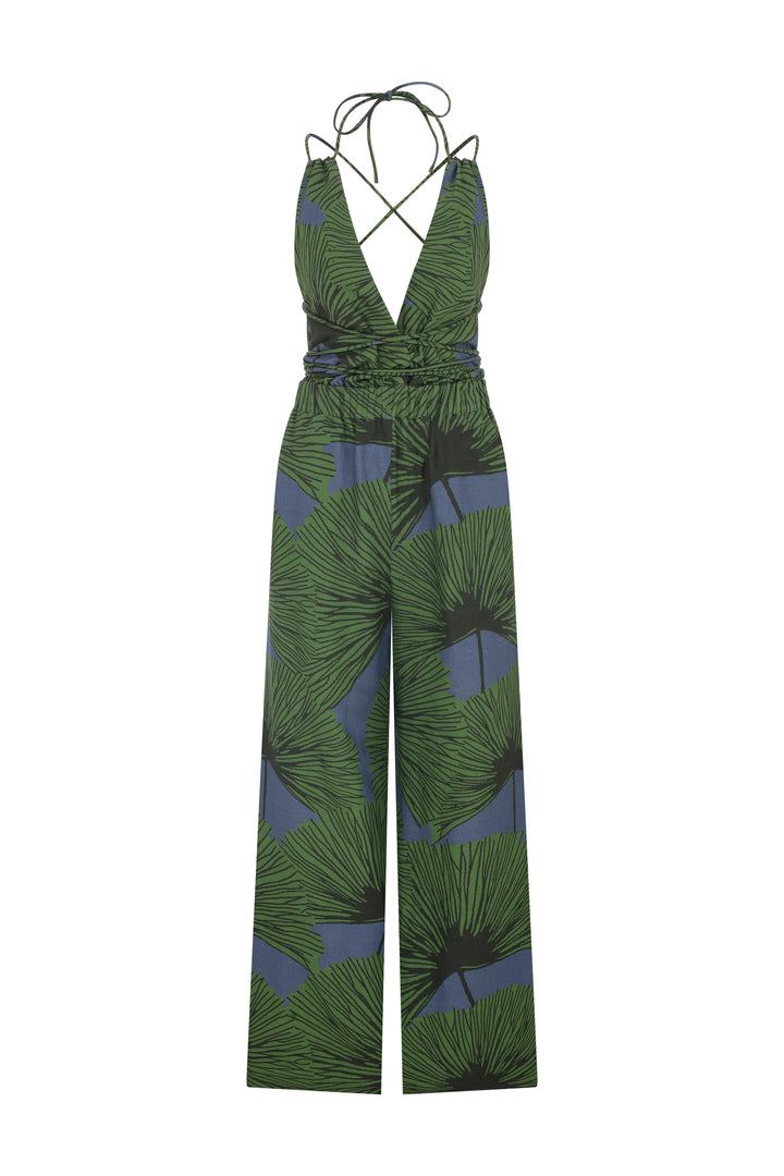 Coco - Hit And Run Patterned Backless Jumpsuit