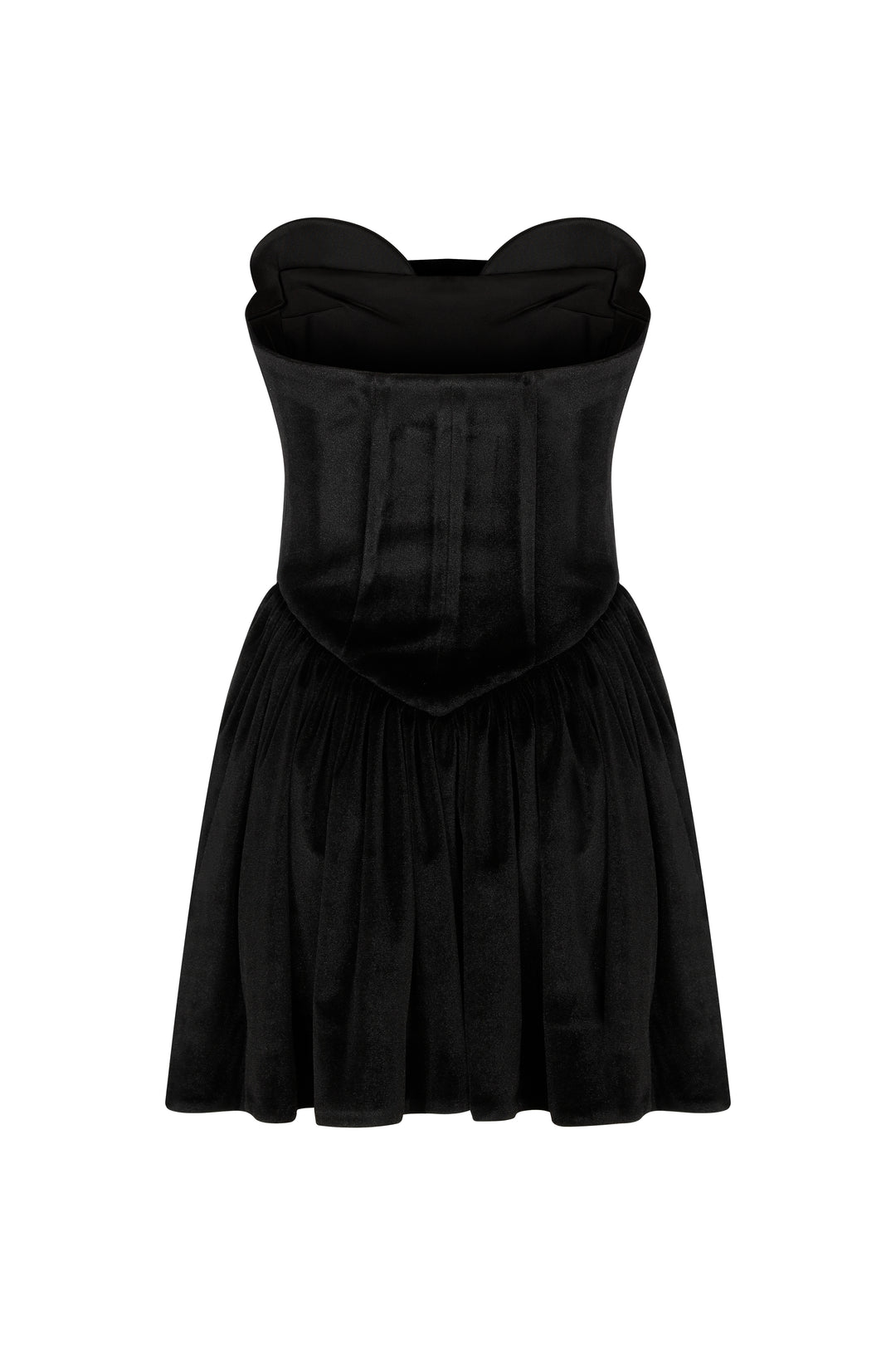 LEYLA - BLACK VELVET MINI STRAPLESS DRESS