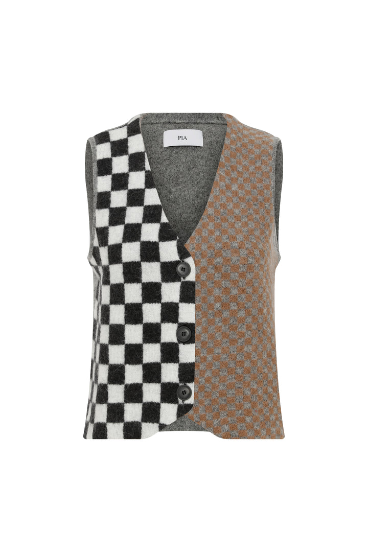 Larry - Grey Checked Wool Blend Vest