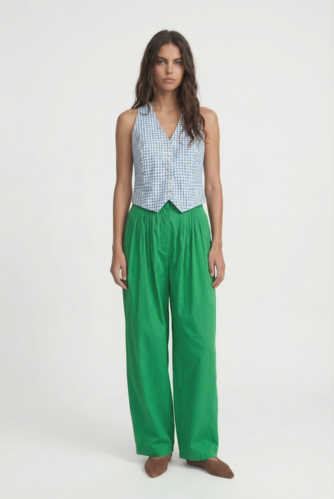 MAYA - MAVİ KARELİ SIRTI AÇIK YELEK